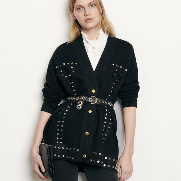 Sandro | Sweaters | Cardigan Trimmed 